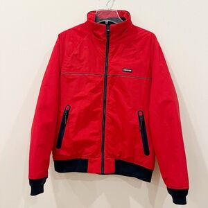 Lands End Squall Jacket Mens Medium Red Fleece Lined Bomber Outdoor Ski Gorpcore